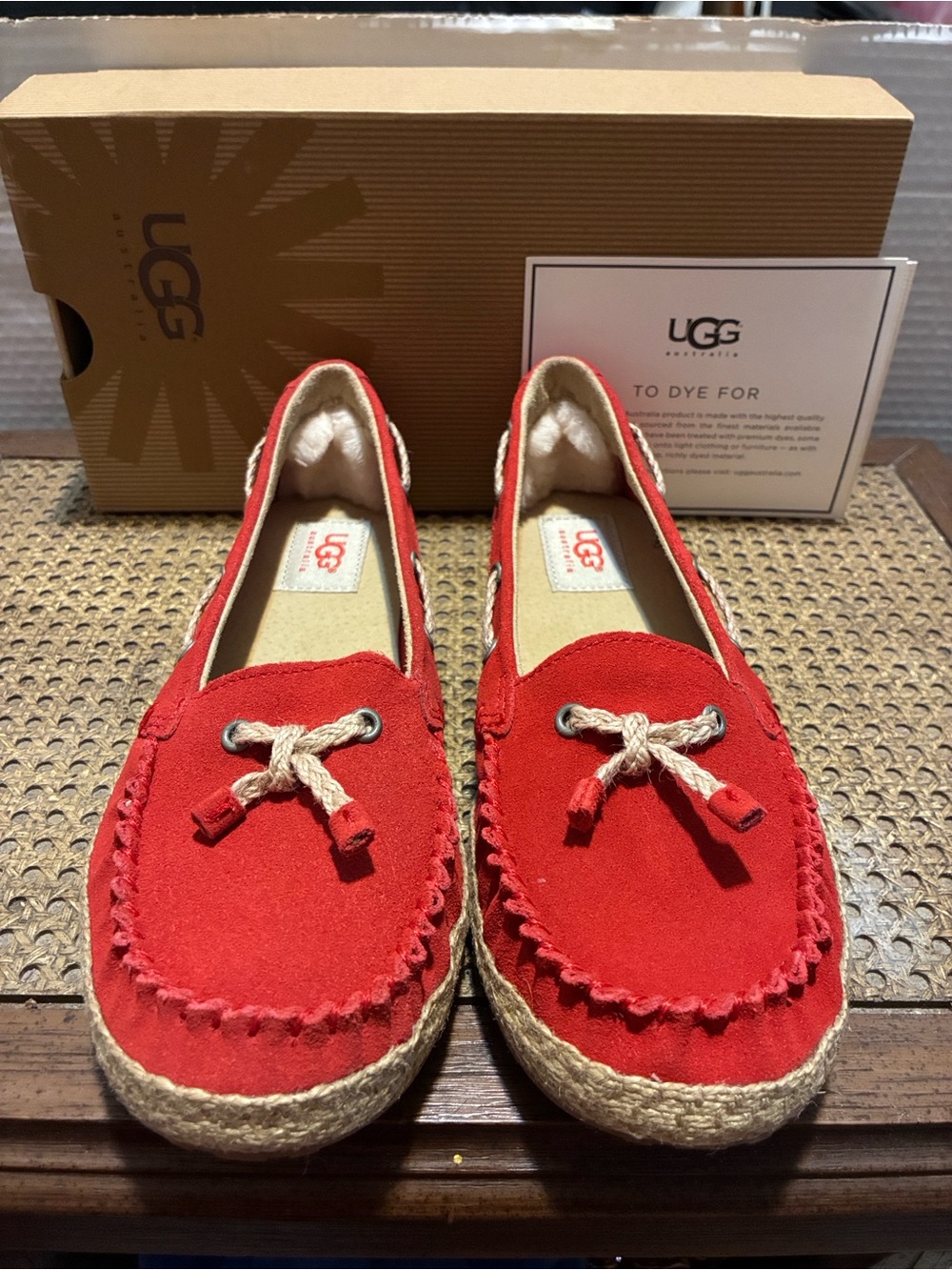 UGG Red Suede Moccasin Slip-On Flats